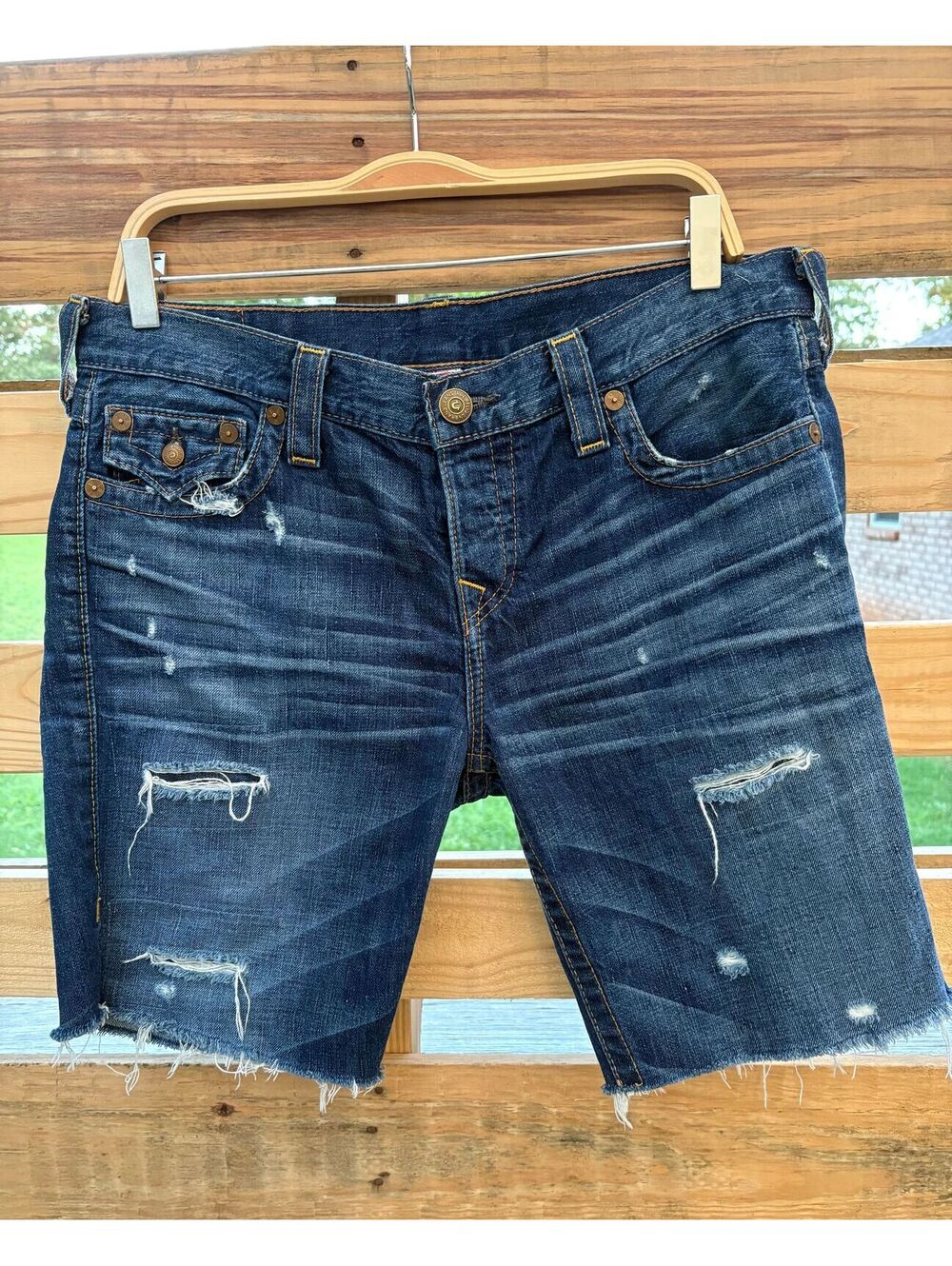 True Religion cut off shorts measures 18 in across